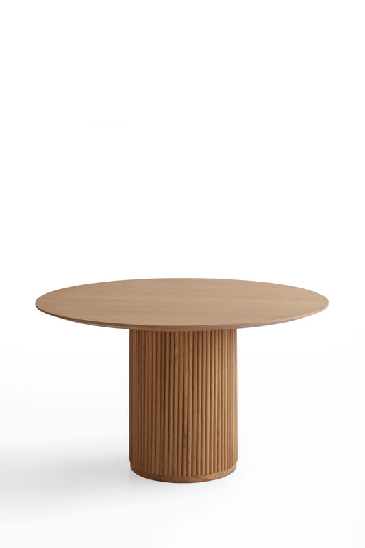 Modern Round Dining Table in White Oak