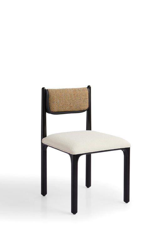 Modern Rubberwood Dining Chair with Upholstered Fabric Seat