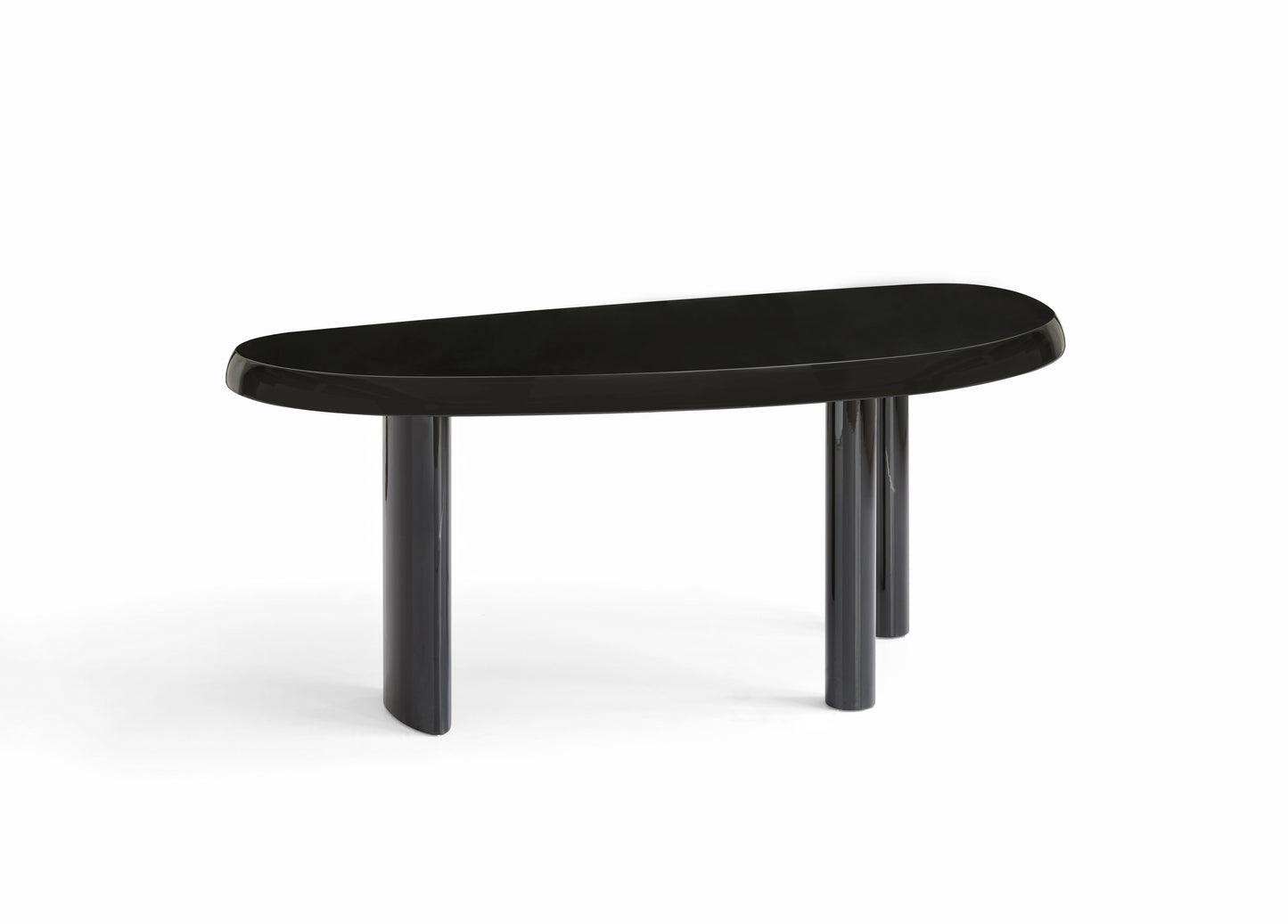 Modern Rubberwood Dining Table with High-Gloss Black Finish
