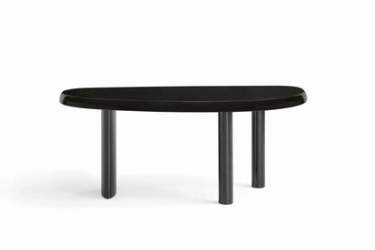 Modern Rubberwood Dining Table with High-Gloss Black Finish