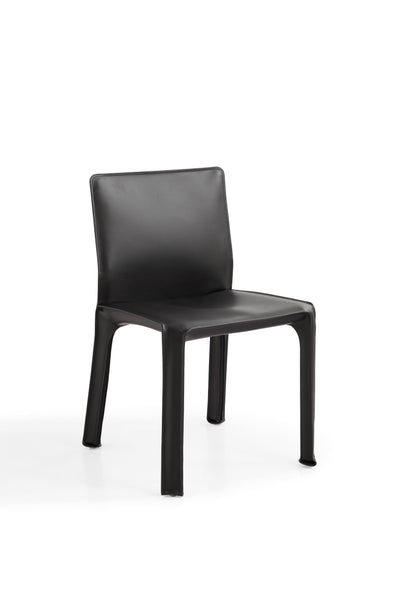 Modern Saddle Leather Dining Chair with Iron Frame