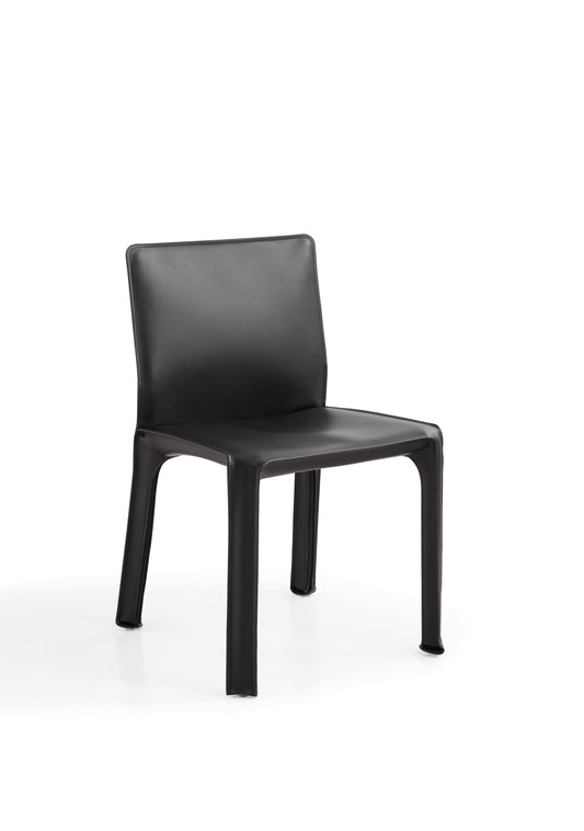 Modern Saddle Leather Dining Chair with Iron Frame