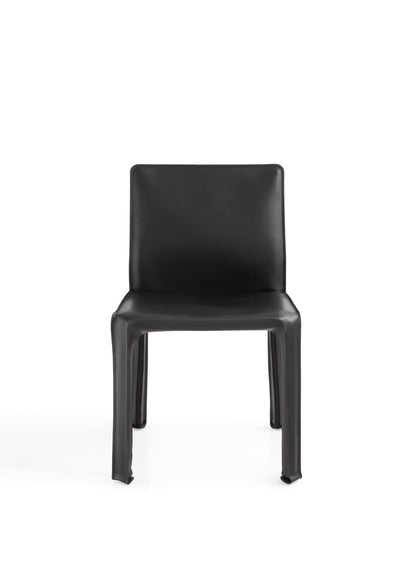Modern Saddle Leather Dining Chair with Iron Frame