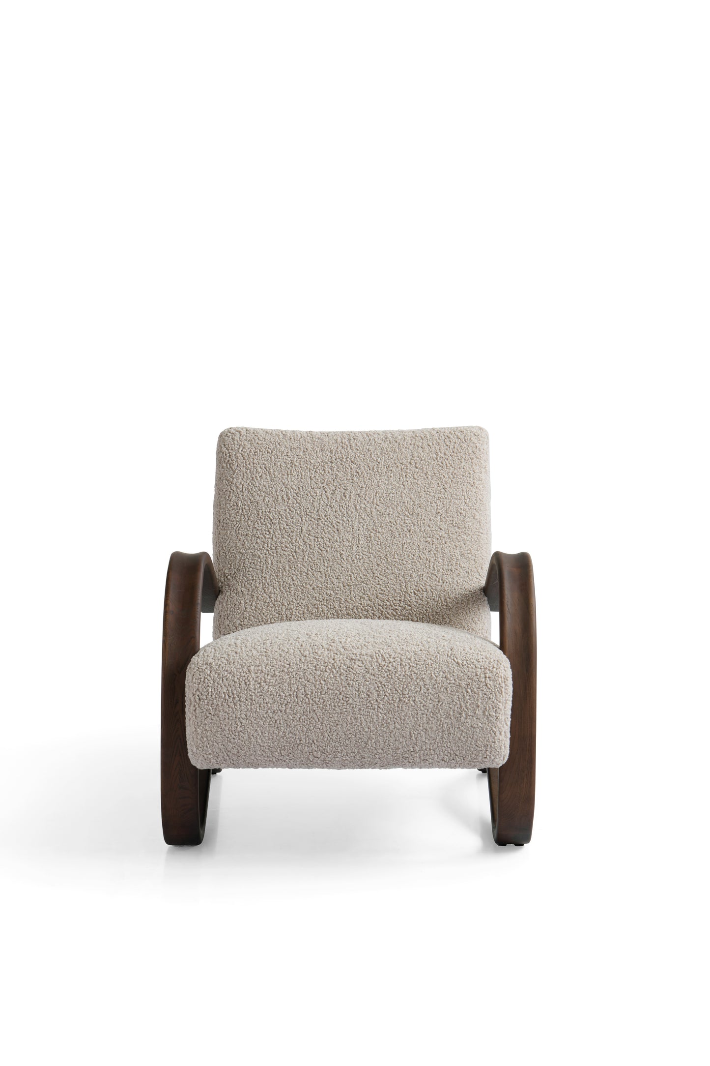 Modern Smoked Oak and Fabric Armchair