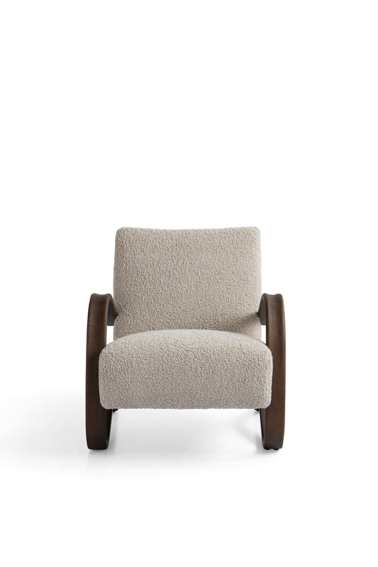Modern Smoked Oak and Fabric Armchair