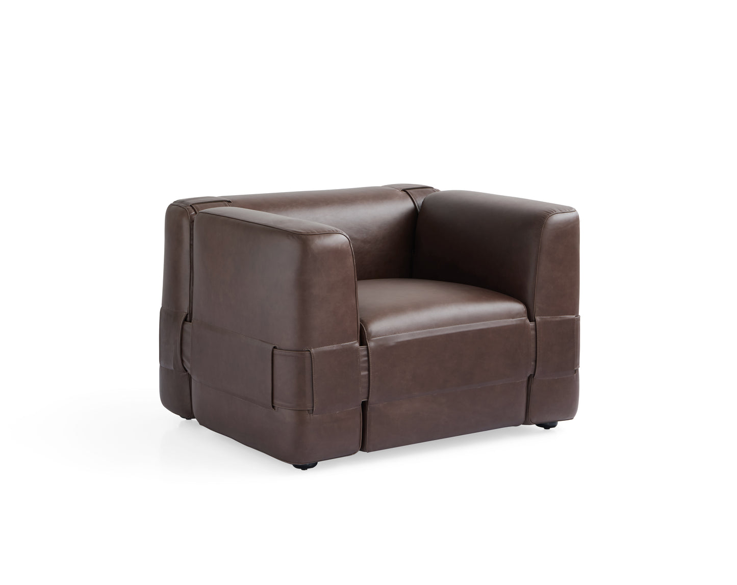 Modern Solid Wood and Leather Sofa