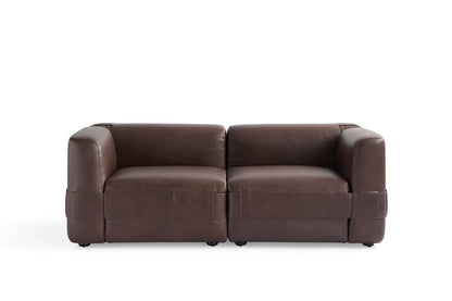 Modern Solid Wood and Leather Sofa