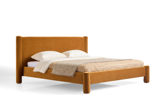 Modern Upholstered Queen Bed with Solid Wood Frame