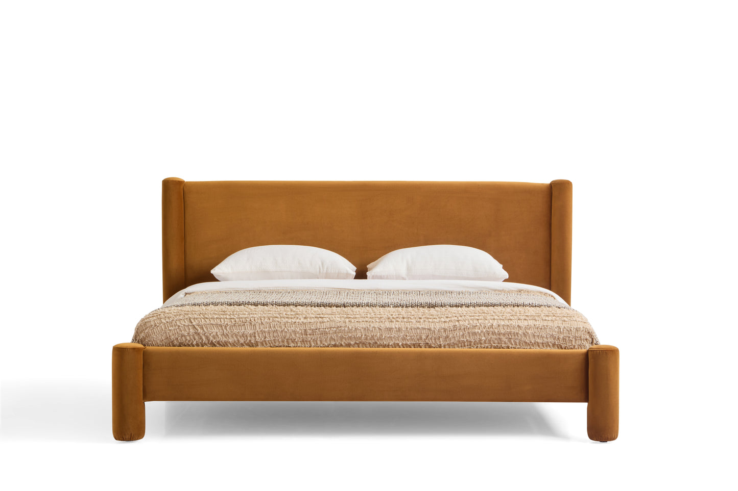 Modern Upholstered Queen Bed with Solid Wood Frame