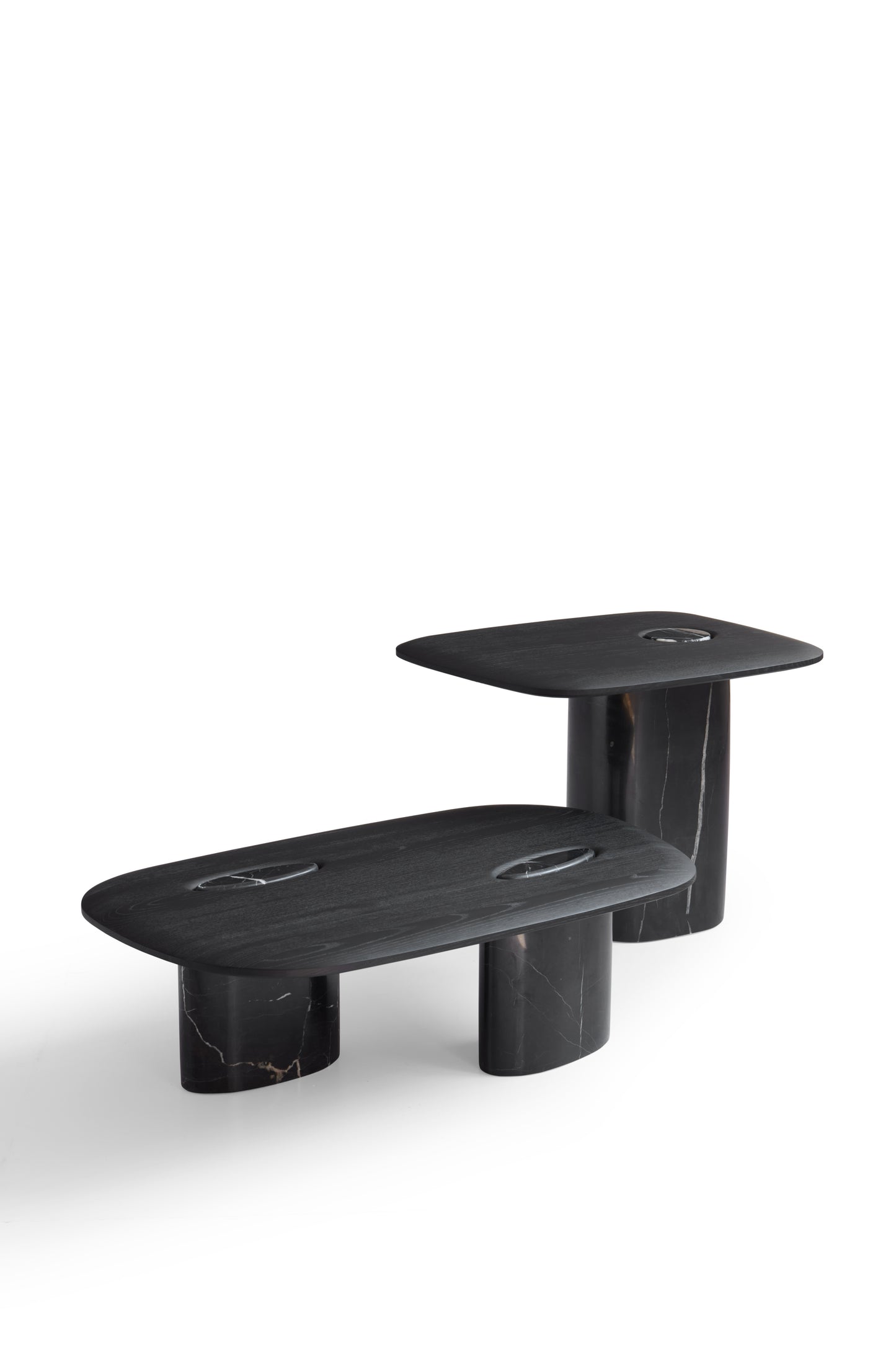 Modern White Oak and Marble Coffee Table