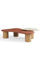 Modern White Oak Coffee Table with Red Travertine Detailing
