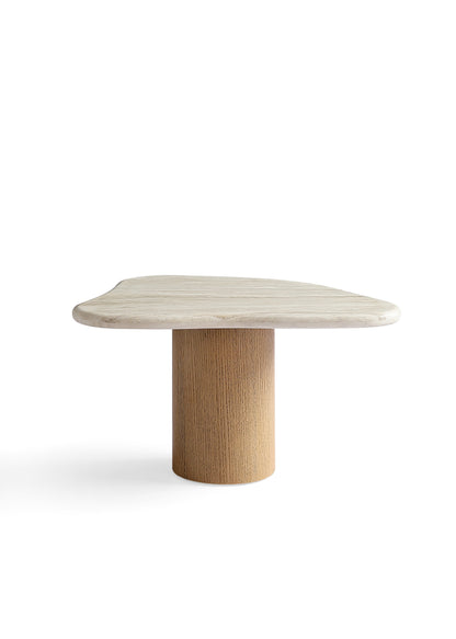 Modern White Oak Veneer Coffee Table with Super White Stone Top