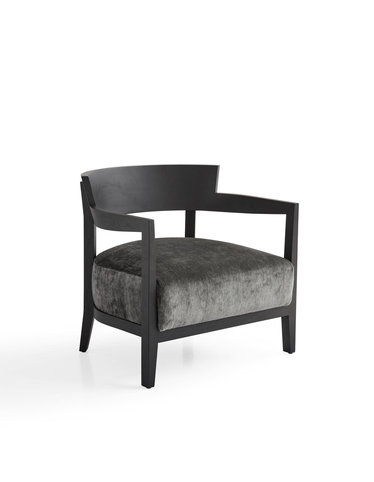 Modern White Wax Wood Armchair with High-Resilience Sponge and Matte Black Finish