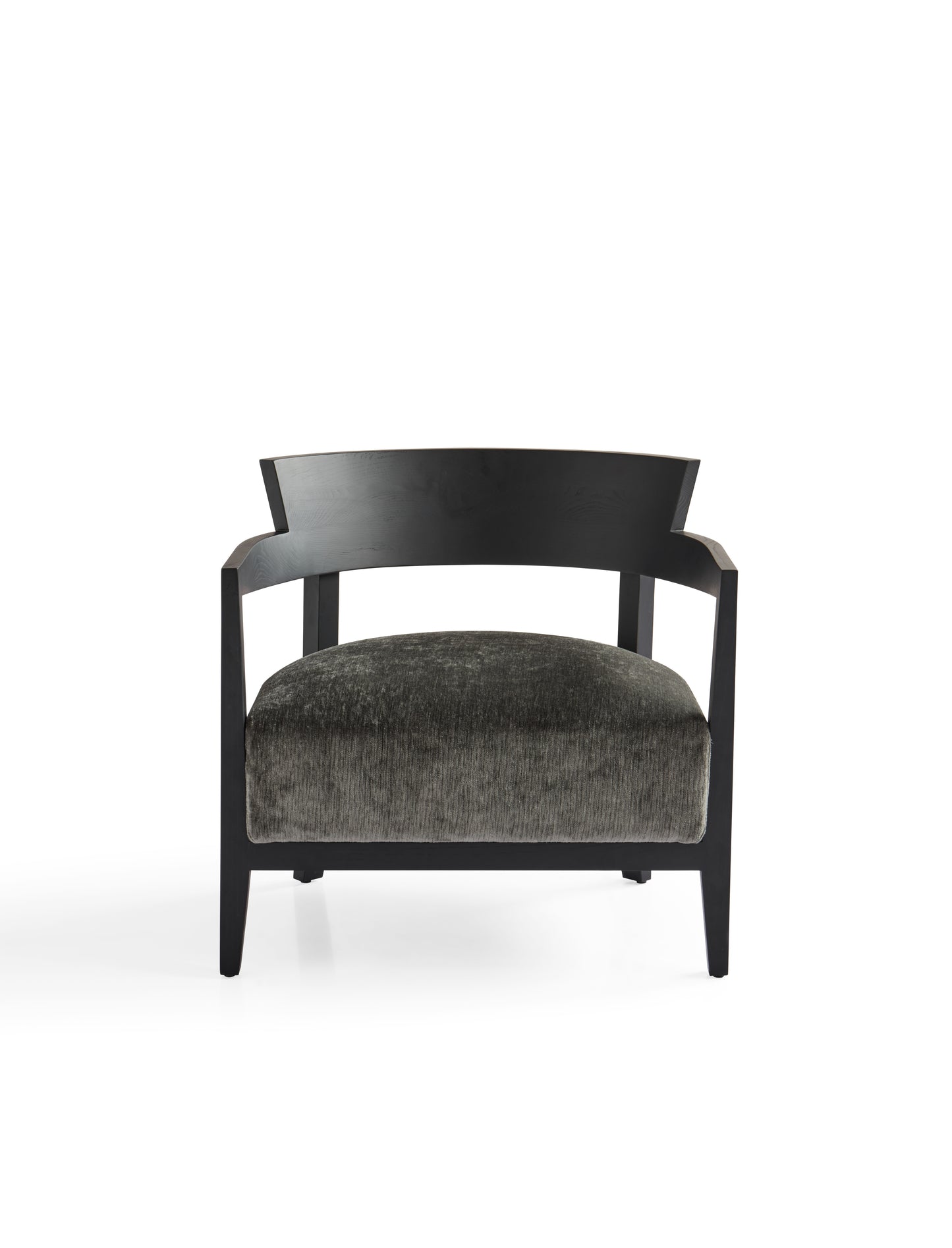 Modern White Wax Wood Armchair with High-Resilience Sponge and Matte Black Finish