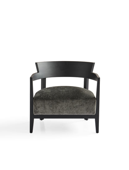Modern White Wax Wood Armchair with High-Resilience Sponge and Matte Black Finish