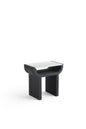 Modern White Wax Wood Side Table with Black Matte Finish and Moonstone Top