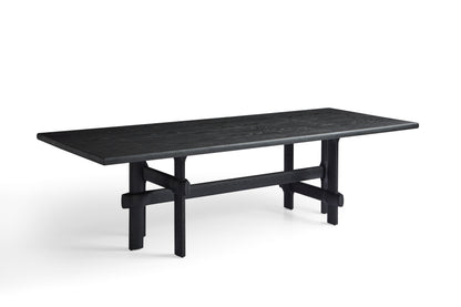 Modern White Waxwood Dining Table with Red Oak Veneer