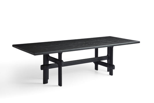 Modern White Waxwood Dining Table with Red Oak Veneer