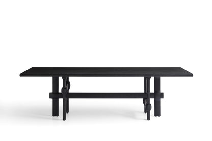 Modern White Waxwood Dining Table with Red Oak Veneer