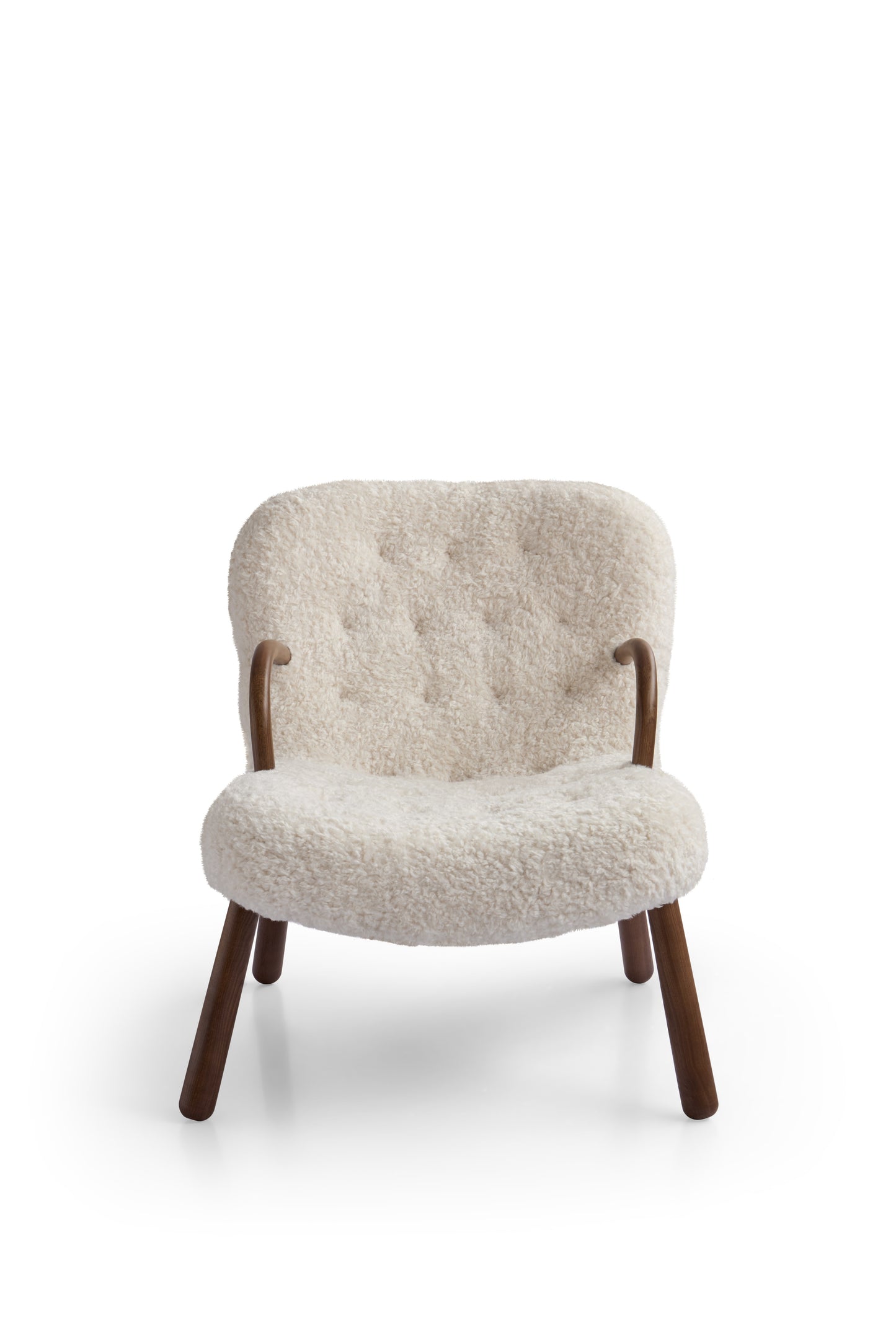 Modern Wool-Blend Armchair with Solid Wood Legs