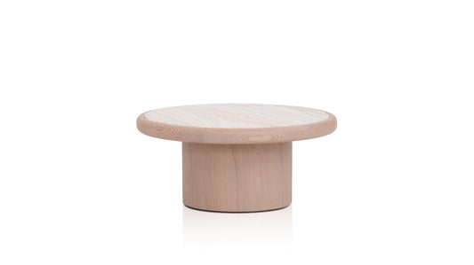 Pampas Round Oak Coffee Table with Multicolor Agate Marble Top