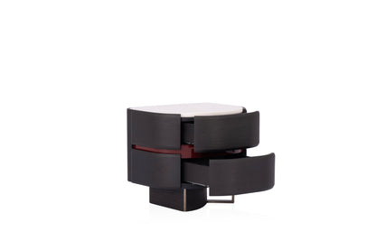 Royal White Jade Top Nightstand with Antique Bronze Stainless Steel Hardware