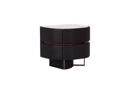 Royal White Jade Top Nightstand with Antique Bronze Stainless Steel Hardware