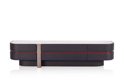 Royal White Marble Top TV Stand with Antique Bronze Stainless Steel Base