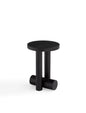 Sleek Black Matte Side Table with Ash Wood Base