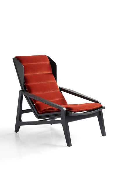 Sleek Modern Armchair in Matte Black with Fabric Upholstery