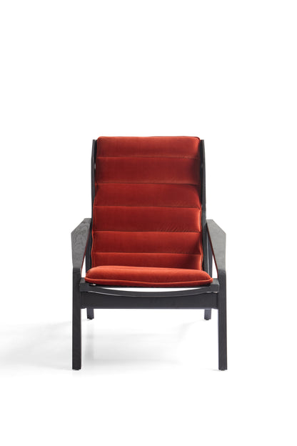 Sleek Modern Armchair in Matte Black with Fabric Upholstery