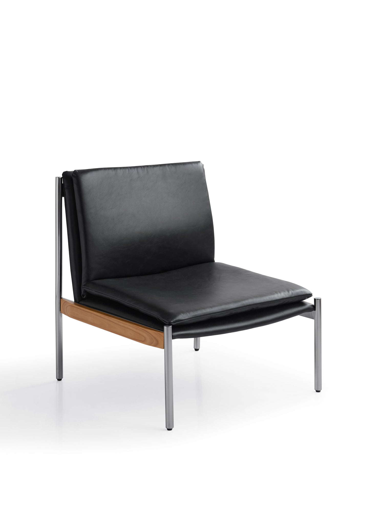 Sleek Stainless Steel and White Ash Wood Armchair