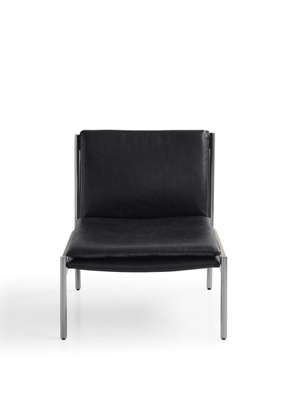 Sleek Stainless Steel and White Ash Wood Armchair