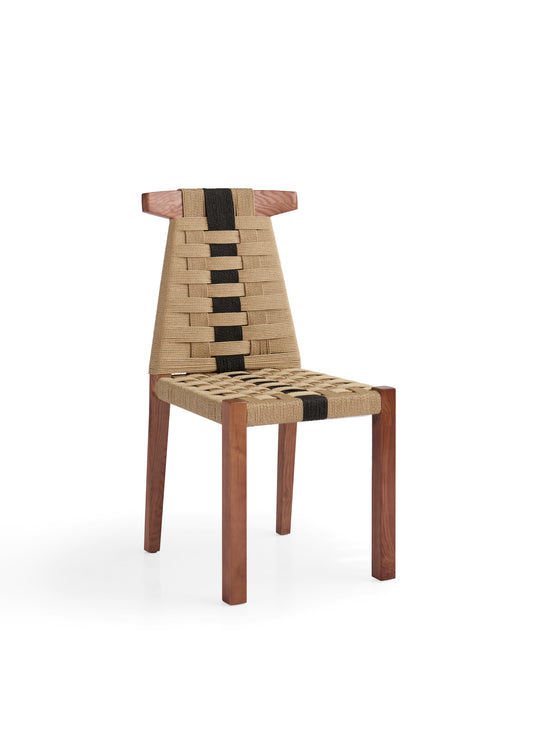 Walnut Matte Finish Handwoven Dining Chair